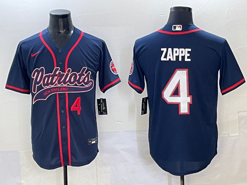 Men 2025 New England Patriots #4 Zappe blue Nike NFL jersey style 8